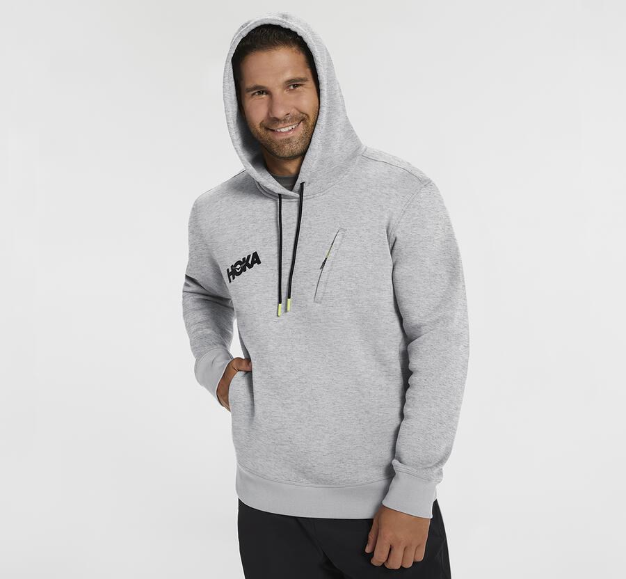 Hoka One One Hoodie Mens Grey - Performance - 20194DUFM